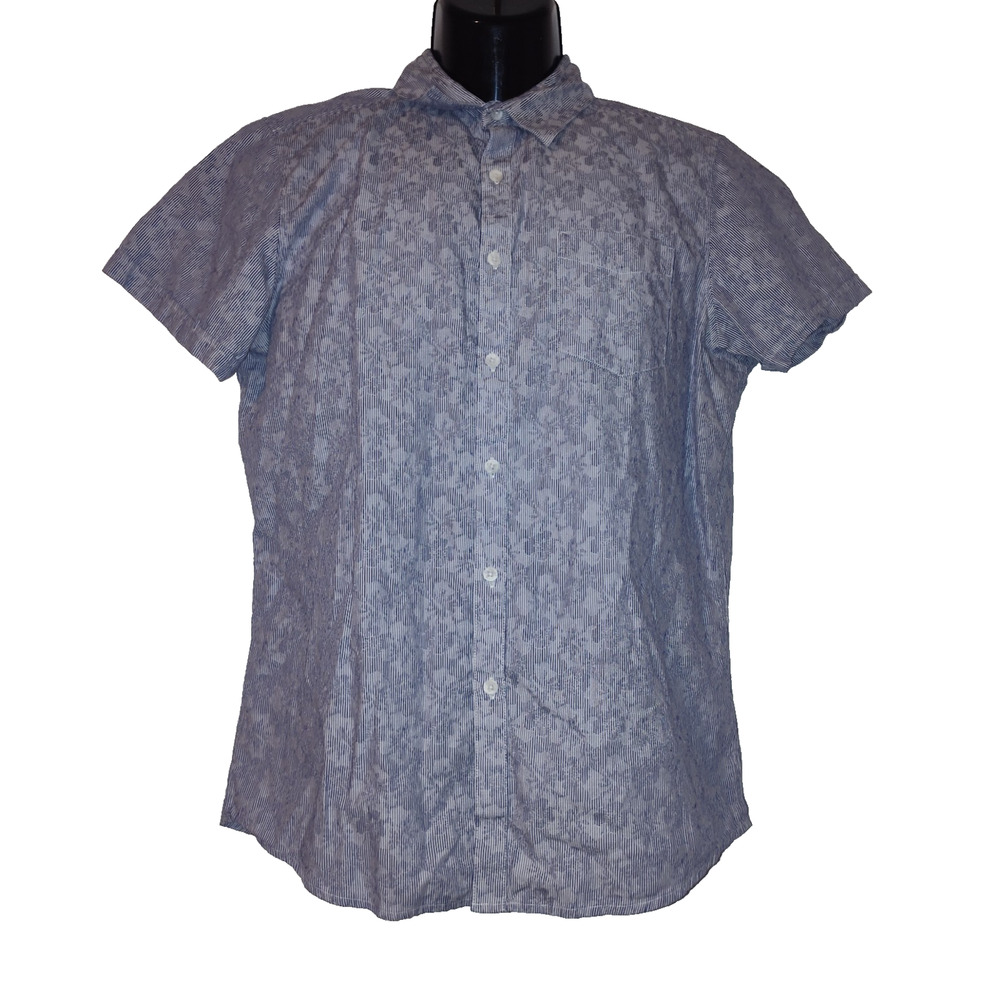Marc Anthony Men’s Blue Striped Short Sleeve Slim Fit Shirt Size M BG16